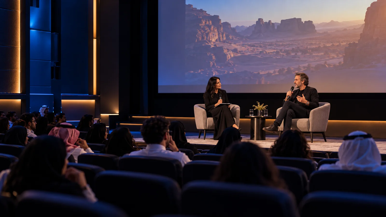 Filmmaker masterclass in a cinema auditorium