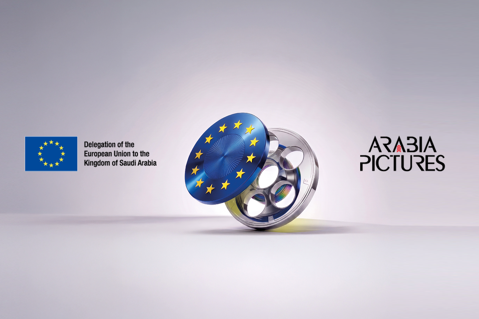 European Union Delegation and Arabia Pictures logos with the European Film Festival film-reel emblem